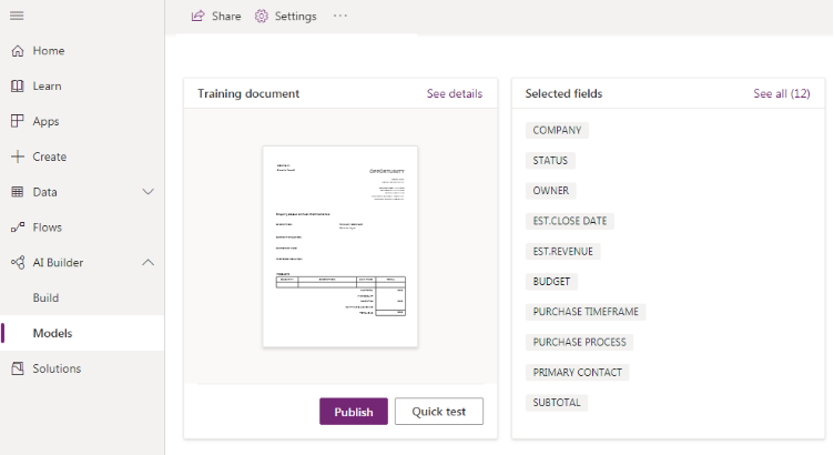 Form Processing AI Builder Model in Power Platform - Microsoft Business ...