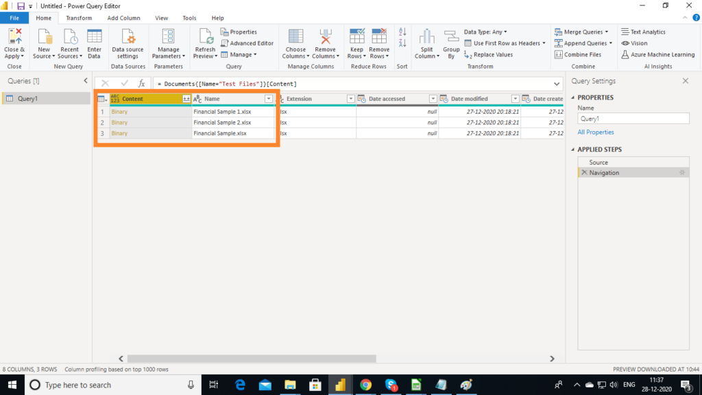 Power BI > Get Data from OneDrive for Business (Folder as a source ...